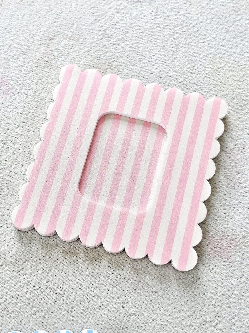 Mahjong Tile Discard Marker, Tortoise Shell Acrylic Accessory, Coastal Pink Blue Stripe imagen 4