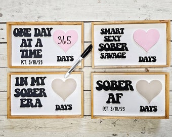 Sober gift, sobriety tracker, one year sober, sober chart, one day at a time, sober gift for her, in my sober era