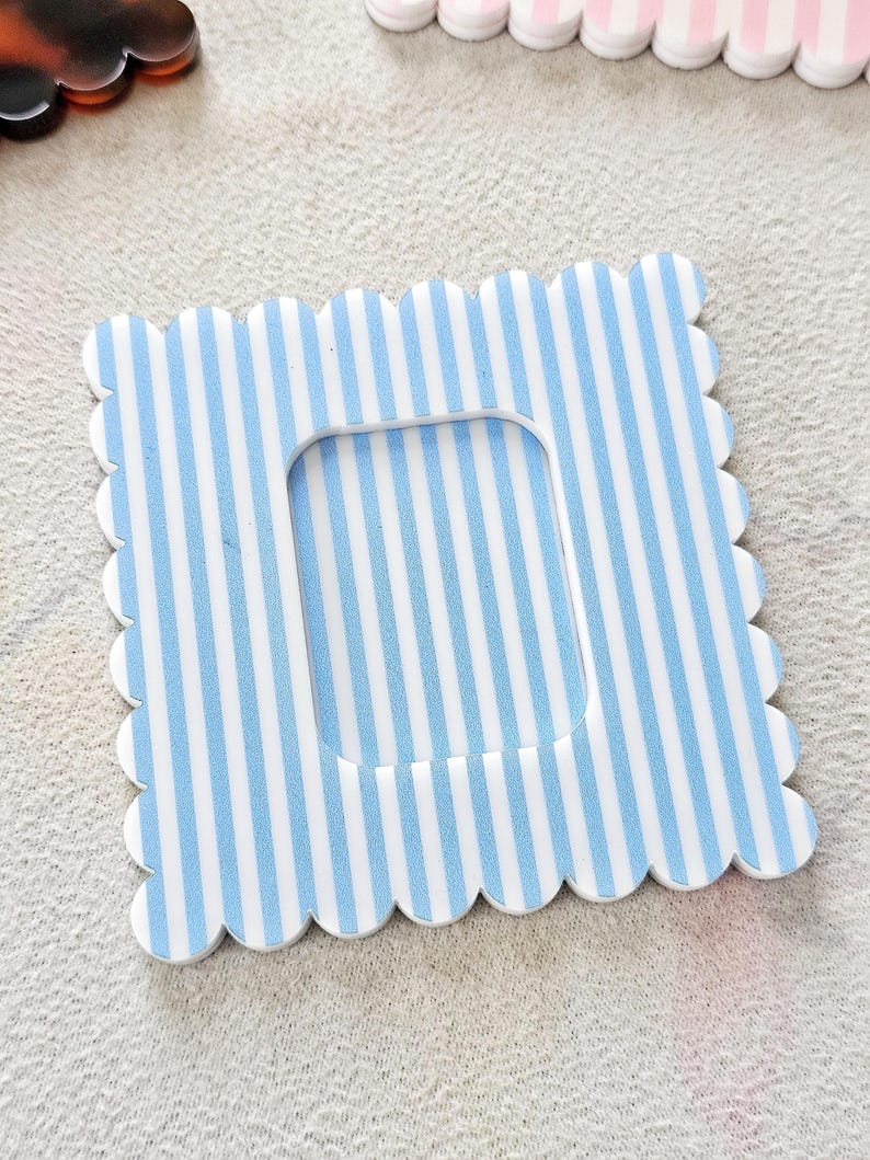 Mahjong Tile Discard Marker, Tortoise Shell Acrylic Accessory, Coastal Pink Blue Stripe imagen 6