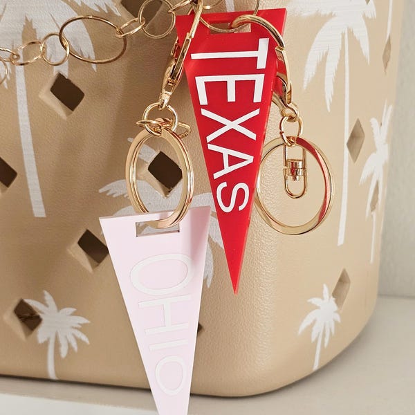 Vintage State Pennant Bag Charm: Hometown Pride Purse Accessory