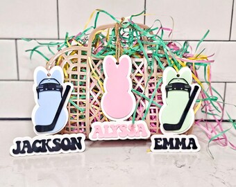 Hockey easter, easter name tags, personalized hockey, basket tags, personalized easter tags