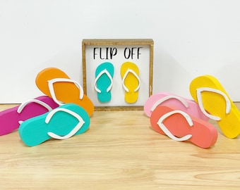 Flip Flops Summer Decor Sign: Beachy Tiered Tray Sign