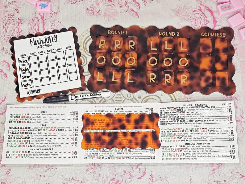 Mahjong Practice Board, Mahjong Beginner, Mahjong Line Reader, Charleston, Mahjong Accessories, Mahjong Scoreboard, Mahjong Tiles image 1