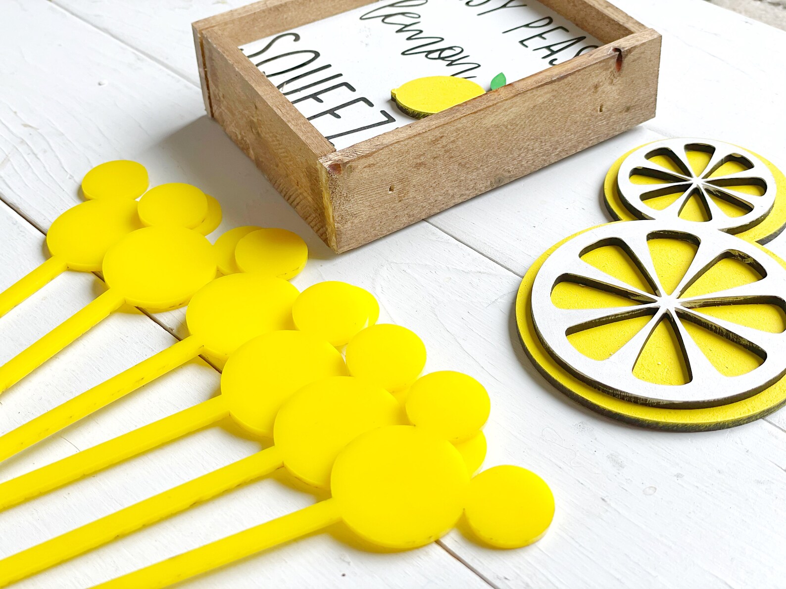 Lemon Decor / Lemon Drink Sticks / Drink Stirrers / Swivel Etsy