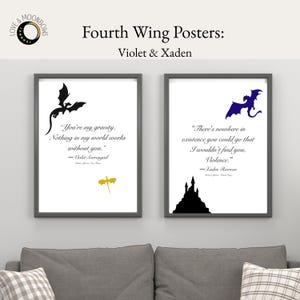 Fourth Wing Book Quote Wall Art | 2 Poster Package | Violet & Xaden | Booktok Romantasy Quote | Fantasy Romance Decor | Fan Art