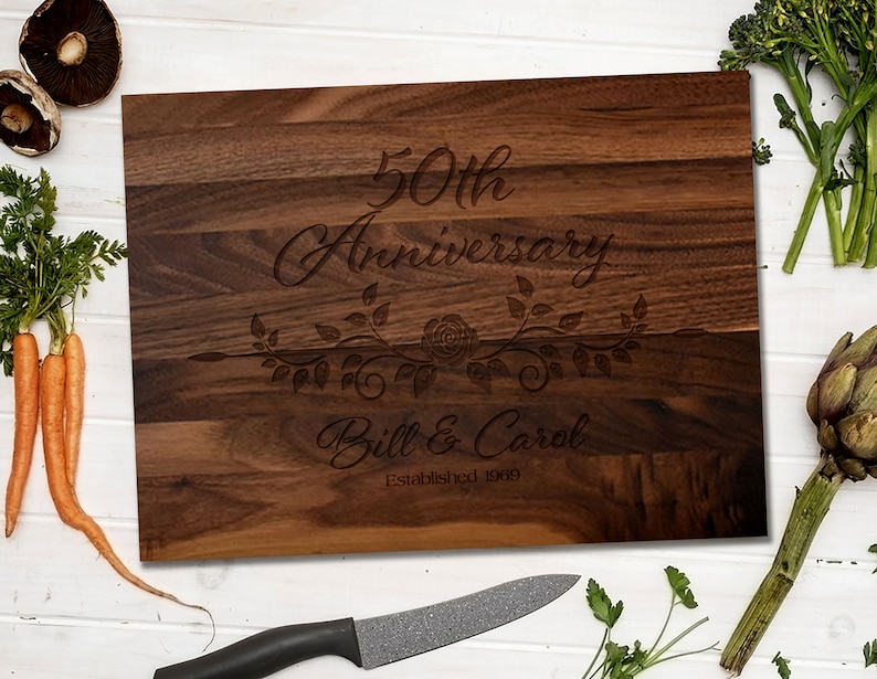 50th Anniversary Gifts Personalized Engraved Cutting Board Etsy