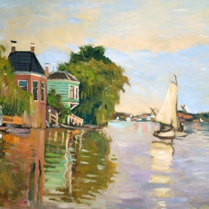 Claude Monet copy - hand painted reproduction  - Houses on the Achterzaan - by Christian Twelftree