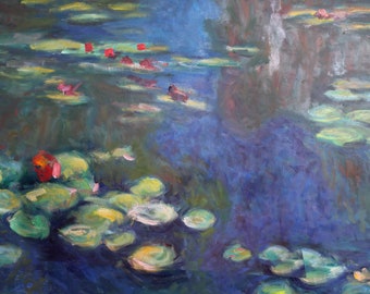 Water lilies - Impressionist painting Copy of Claude Monet water lilies-  reproduced by Christian Twelftree
