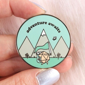 Adventure Awaits Hard Enamel Pin | Gift for Dungeon Master, DnD and Pathfinder Players | Dungeons and Dragons and Tabletop RPG Accessories