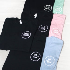 Kawaii Gender Spectrum Pronoun T-shirts Sheher, Hehim, Theythem Pink ...