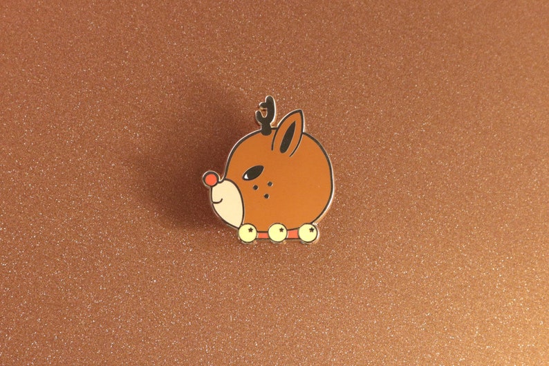 Fun Christmas Jewelry Cute Holiday Rudolph the Red-Nosed Reindeer Hard Enamel Pin Perfect Stocking Stuffer or Dirty Santa Gift