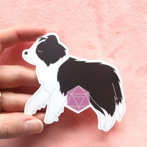 Border Collie Dice Buddy Sticker | Dungeons and Dragons Dogs, Gift for Dungeon Master or Tabletop RPG Players