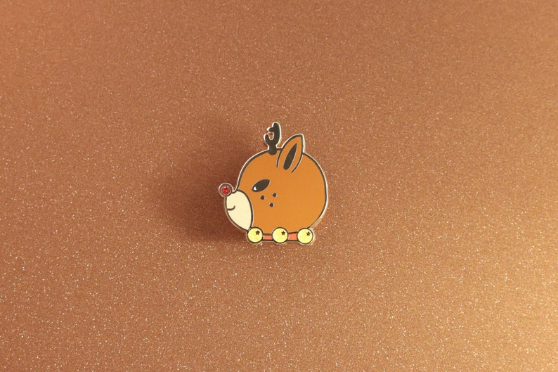 Fun Christmas Jewelry Cute Holiday Rudolph the Red-Nosed Reindeer Hard Enamel Pin Perfect Stocking Stuffer or Dirty Santa Gift