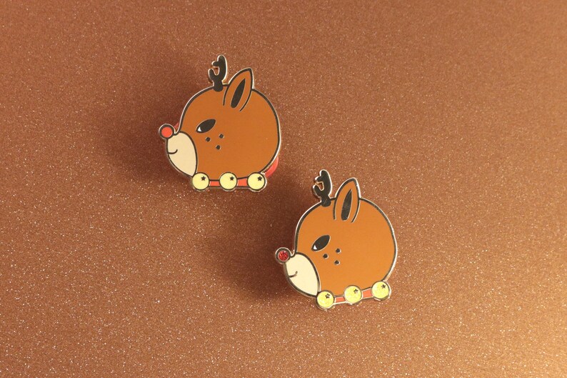 Fun Christmas Jewelry Cute Holiday Rudolph the Red-Nosed Reindeer Hard Enamel Pin Perfect Stocking Stuffer or Dirty Santa Gift
