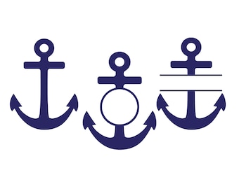 Ancora Svg - Cornice con nome di ancora - Cornice con monogramma di ancora nautica Svg - Ancora Png - Clipart di ancora - Estate - File di taglio Cricut - SBS003