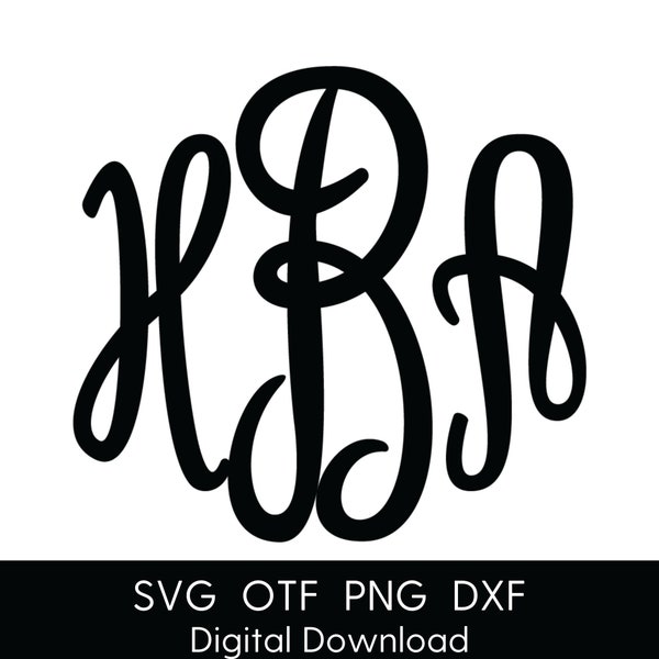 Fancy Monogram lettertype Svg - Monogram lettertypen Svg - Monogram bestanden voor Cricut - Script Monogram alfabet - Letters - Svg Png Dxf Otf bestanden-SBA001