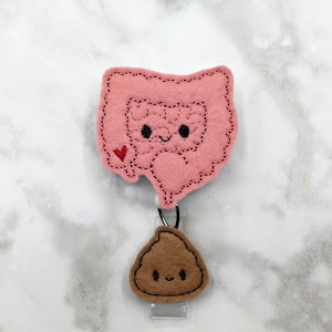 Intestines and Poop Badge Reel / Gastroenterology Nurse Badge Reel / Colon and Poop Badge Holder / Retractable ID Badge Holder / Nurse Gift