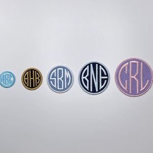 Iron On Monogram Patch - 1.5", 2", 2.6", 3", 3.5" Circle Patch- Embroidered Personalized Patch -Custom Colors- Patch for Backpacks, Jacket