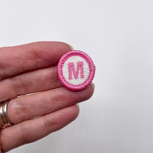 Iron On Mini 1 Inch Initial Patch - 1 Inch Circle Monogram Patch- Single Letter or Number Embroidered Personalized Patch - Custom Colors