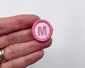 Iron On Mini 1 Inch Initial Patch - 1 Inch Circle Monogram Patch- Single Letter or Number Embroidered Personalized Patch - Custom Colors