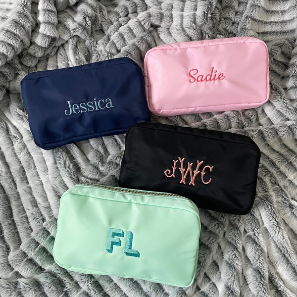 Personalized Makeup Bag - Monogrammed Cosmetic Bag - Custom Toiletry Bag - Bridesmaid Gift - Bridesmaid Proposal Gift - Embroidered Gift