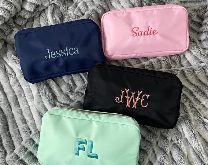 Personalized Makeup Bag - Monogrammed Cosmetic Bag - Custom Toiletry Bag - Bridesmaid Gift - Bridesmaid Proposal Gift - Embroidered Gift