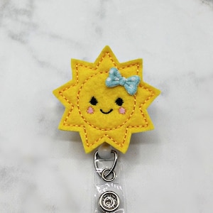 Cute Sun Badge Reel/Sunshine Badge Holder/Nurse Badge Reel/Felt Badge Reel/Nursing Badge Holder/RN Badge Reel/Spring Badge Reel/Sun with Bow image 1