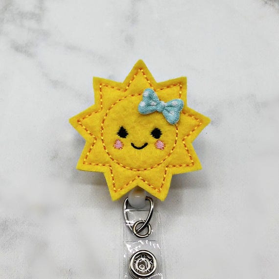 Cute Sun Badge Reel/Sunshine Badge Holder/Nurse Badge Reel/Felt Badge Reel/Nursing Badge Holder/RN Badge Reel/Spring Badge Reel/Sun with Bow