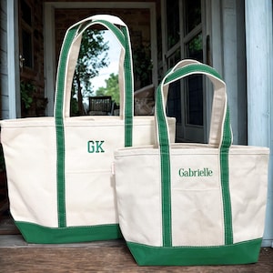 Premium Canvas Tote Bag with Zipper and Pockets in Medium or Large -Personalized Teacher Tote -Custom Tote -Overnight Bag -Embroidered Gift