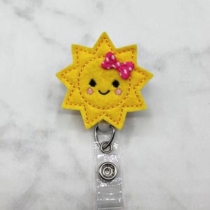 Cute Sun Badge Reel/Sunshine Badge Holder/Nurse Badge Reel/Felt Badge Reel/Nursing Badge Holder/RN Badge Reel/Spring Badge Reel/Sun with Bow image 3