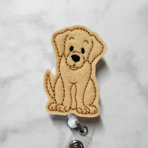 Golden Doodle Badge Reel Dog Retractable ID Holder Puppy Name Tag