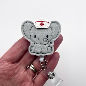 Elephant Nurse Badge Reel/Nurse Badge Reel/Retractable ID Badge Holder/RN Badge Reel/Pediatric Nurse/Medical Badge Holder/Nurse Gift image 1
