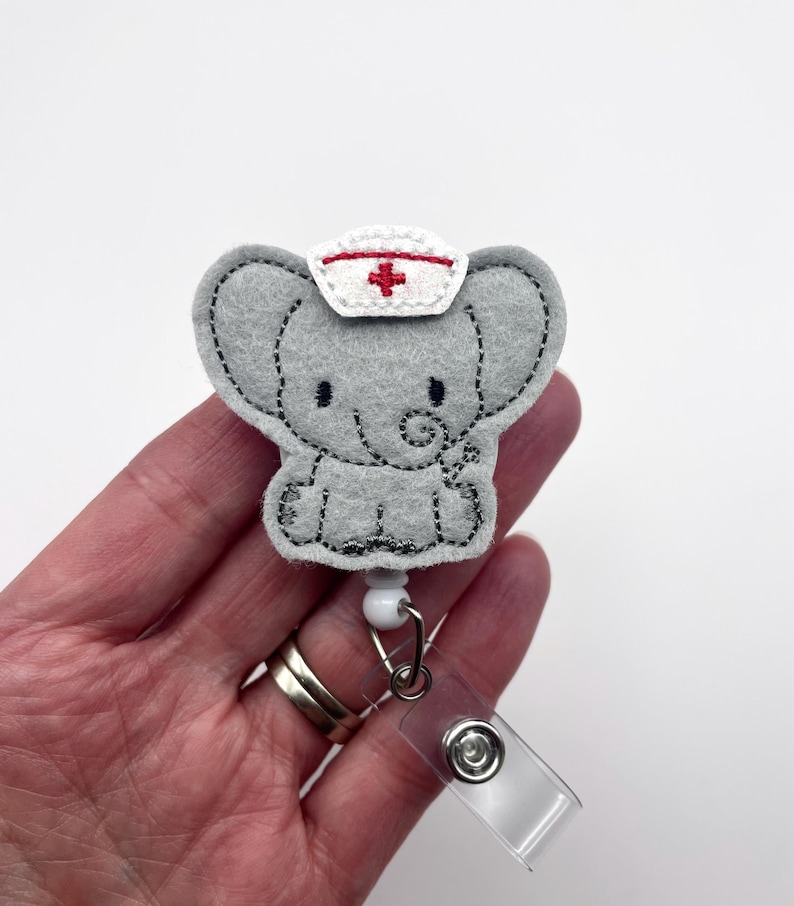 Elephant Nurse Badge Reel/Nurse Badge Reel/Retractable ID Badge Holder/RN Badge Reel/Pediatric Nurse/Medical Badge Holder/Nurse Gift image 1