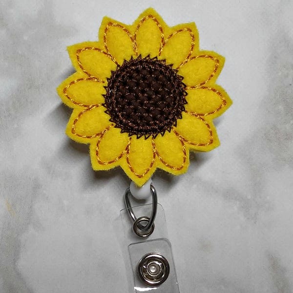 Sunflower Badge Reel/Summer Badge Reel/Nurse Badge Reel/ID Badge Holder/Retractable Badge Holder/Felt Badge Reel/Flower/Nurse Gift/RN