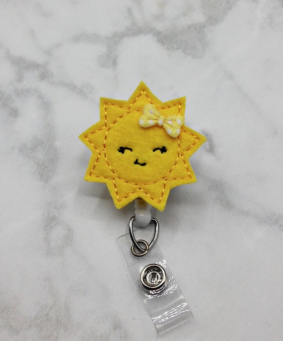 Cute Sun Badge Reel/nursing Badge Reel/rn Badge Reel/retractable ID Badge  Holder/felt Badge Reel/nurse Gift/sunshine Badge Holder/summer 