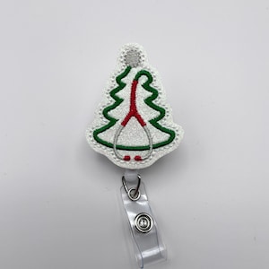 Stethoscope Christmas Tree Badge Reel/Nurse Badge Reel/Christmas Badge Reel/Nursing Badge Holder/Retractable ID Badge Holder/RN ID Holder image 1