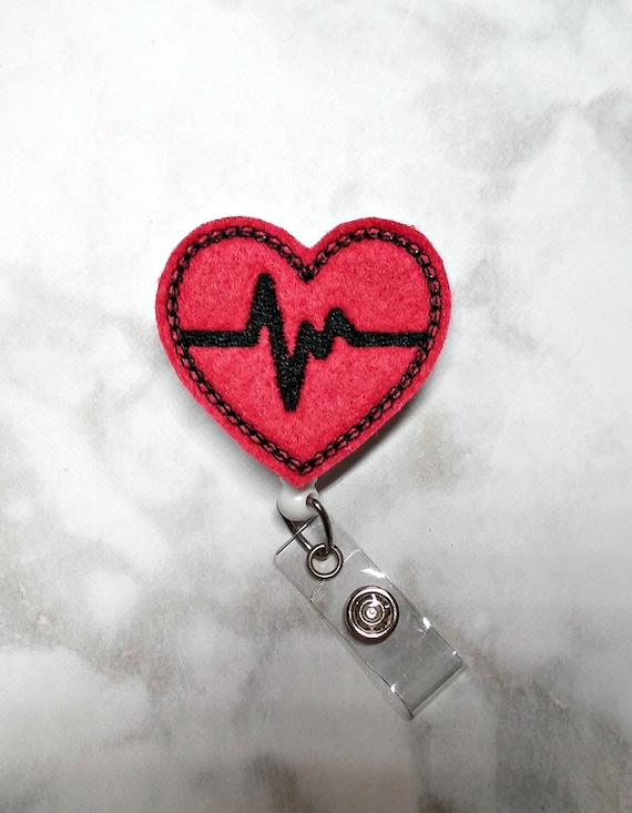 EKG Heart Badge Reel/nurse Badge Reel/cardiology/retractable ID Badge  Holder/rn Badge Clip/nurse Gift/felt Badge Holder/medical Badge Holder -   Australia