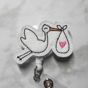 Stork Badge Reel / Nurse Badge Reel / OBGYN / Retractable ID Badge Holder / Labor and Delivery Nurse / Obstetrics / Ob gyn/ Nurse Gift