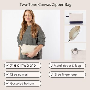 embroidered canvas zipper back for cosmetics or other items