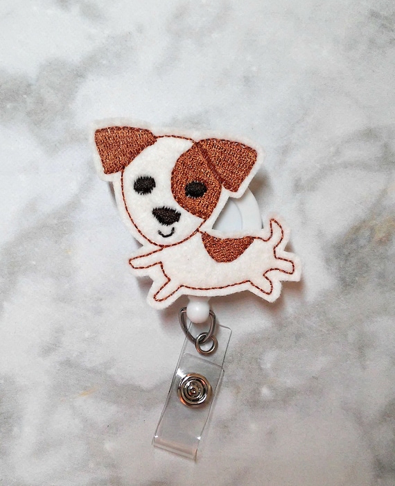 Jack Russell Terrier Badge Reel Holder Clip Cover Dog Animal Vet Tech ID Charm