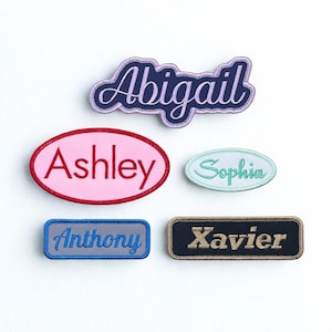 Custom Embroidered Iron-On Name Patch – Oval, Rectangle, Text Outline Shapes - 3.5", 4.5", 5.5" Personalized Patch