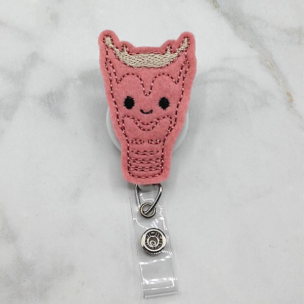 Cute Larynx Badge Reel - Ear Nose and Throat Badge Reel - Nurse Badge Reel - Larynx Badge Holder -Retractable ID Badge Holder -ENT Gift-Felt