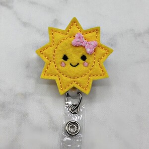 Cute Sun Badge Reel/Sunshine Badge Holder/Nurse Badge Reel/Felt Badge Reel/Nursing Badge Holder/RN Badge Reel/Spring Badge Reel/Sun with Bow image 2