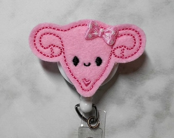 Uterus Badge Reel/Nurse Badge Reel/Retractable ID Badge Holder/Labor and Delivery/Ob Gyn Badge/Nurse Gift/L&D Badge Holder/Felt Badge Reel