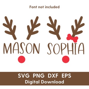 Rentier Gesicht geschnitten Datei für Cricut-Rentier Name Rahmen - Rentier Geweih Clipart - Weihnachten Png -Svg Png Dxf Eps sbc001