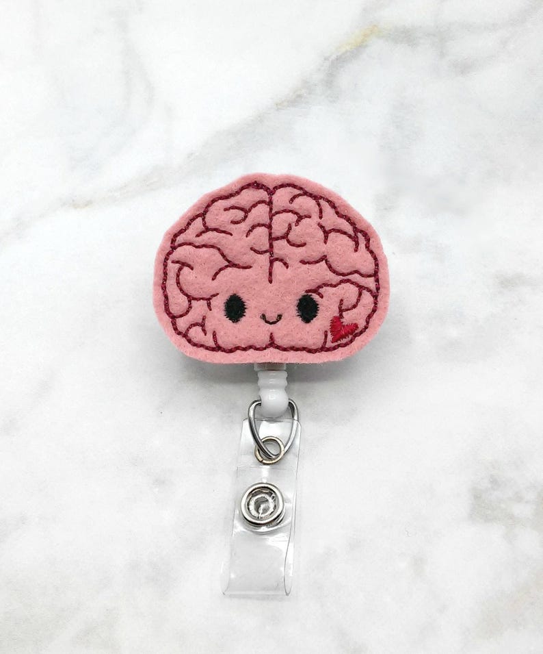 Brain Badge Reel/Nurse Badge Reel/Neuroscience/Retractable ID Badge Holder/Neurology Badge/Neuro Nurse/RN/Nurse Gift/Felt Badge/ Graduation image 1