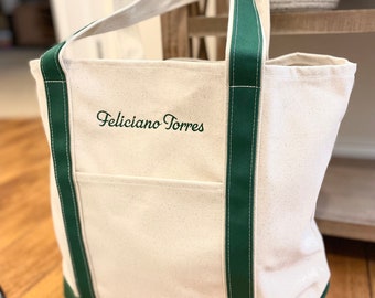 Custom Canvas Tote Bag - Open Top Boat Tote - Personalized Tote Bag - Mothers Day Gift - Embroidered Tote Bag -Monogrammed Tote