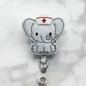 Elephant Nurse Badge Reel/Nurse Badge Reel/Retractable ID Badge Holder/RN Badge Reel/Pediatric Nurse/Medical Badge Holder/Nurse Gift image 2
