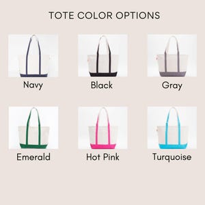 Embroidered Premium Canvas Tote Bag with Zipper and Pockets - Medium or Large - Personalized Tote Bag image 3