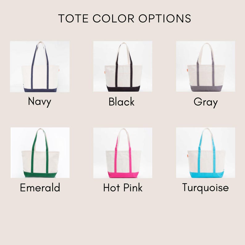 Embroidered Premium Canvas Tote Bag with Zipper and Pockets - Medium or Large - Personalized Tote Bag image 3